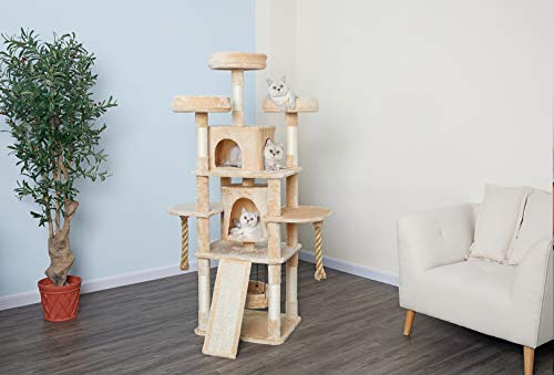 Go Pet Club 70" Jungle Rope Cat Tree Kitty Condo Tower House Furniture With Swing Bed And And Slide For Indoor Cats, Beige #TOP2