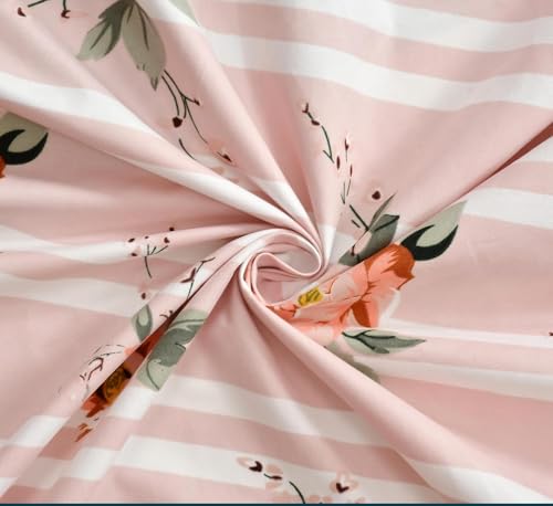 Image of 350 TC Premium Heavy Cotton Feel Elastic Fitted Bedsheet King Size with 2 Pillow Covers || Double Bed with All Around Elastic (Pink & Foral., Fitted - 72 inchx78 inch King)