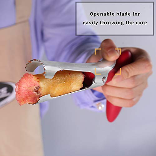 Foto von Newness Apfelentkerner aus Edelstahl, Apfelentkerner Mele Apfelausstecher mit Serrated Blade, Fruchtwerkzeug für Home & Kitchen (Rot)