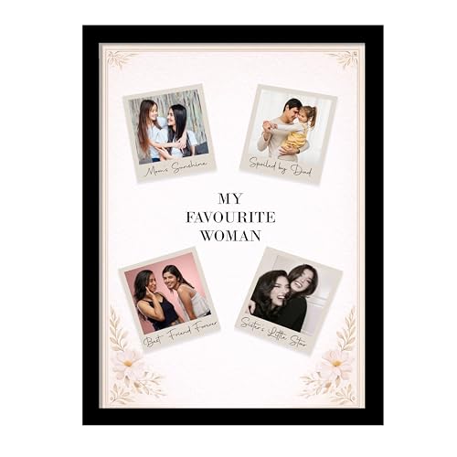 Image of Customized Photo Frame Wall Decor Collage of 4 Images Gift For Mother Sister Wife Girlfriend and Friend, Personalized Women's Day and Mothers Day Photo Frame Gift For Home Living room Bedroom 23x32 cm