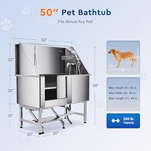 CO-Z 50" Stainless Steel Dog Washing Station for Large Dogs, Dog Grooming Tub for Home, Professional Dog Bathtub Bathing Station, Pet Wash Station, Dog Shower Tub with Stairs, Left Drain & Door CO-Z 50″ Stainless Steel Dog Washing Station for Large Dogs, Dog Grooming Tub for Home, Professional Dog Bathtub Bathing Station, Pet Wash Station, Dog Shower Tub with Stairs, Left Drain & Door