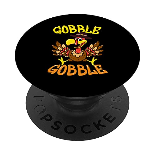 Cute Gobble Gobble Turkey Pilgrim Little Boys Thanksgiving PopSockets Swappable PopGrip