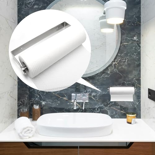 Miniatura 7 de Portarrollos Papel Cocina En Acero Inoxidable 28cm, Soporte Para Toallas De Papel, Autoadhesivo Sin Taladrar, Para Guardar Papel Higiénico Y Toallasde Y Envoltura De Plástico