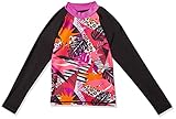 Speedo Mädchen Printed Long Sleeve Sun Protection Rash Top Rash Top, Schwarz/Rosa, 15-16 Jahre