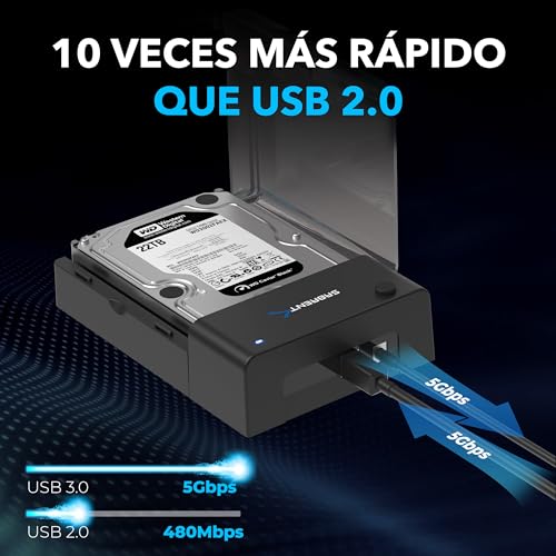 SABRENT Carcasa para SATA SDD/HDD de 2,5/3,5" | USB 3.0 | Soporta UASP y Trim | Instalación sin Herramientas [EC-DFLT] - imagen 4