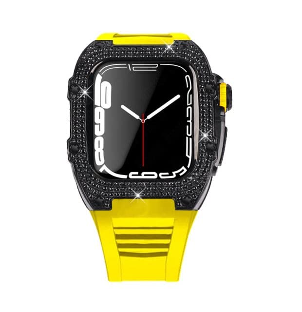 Étui en diamant Apple Watch 8 45 mm et bracelet en caoutchouc pour hommes