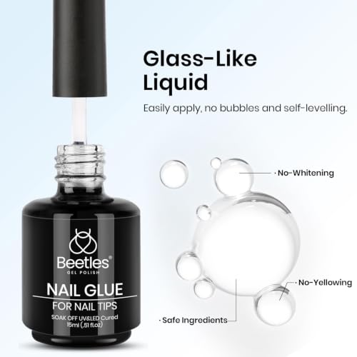 Image of Beetles 15ml Gel Nail Glue 9 in 1 for Acrylic Nails Tips and Clear Press on Nails, Long Lasting Extension Glue, Base Coat, Blooming Art Gel, U V Light Cured