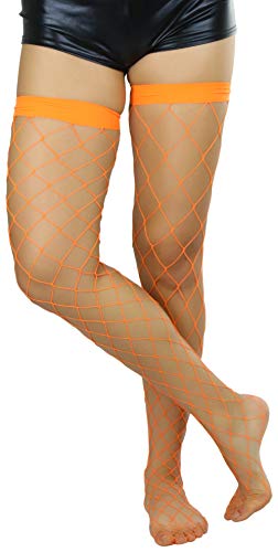 Image of ToBeInStyle Women's Vibrant Large Net Fishnet Thigh High Elastic Nylon Novelty Stockings