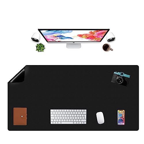 Tapis de souris bureau en cuir double face noir d'une élégance minimaliste