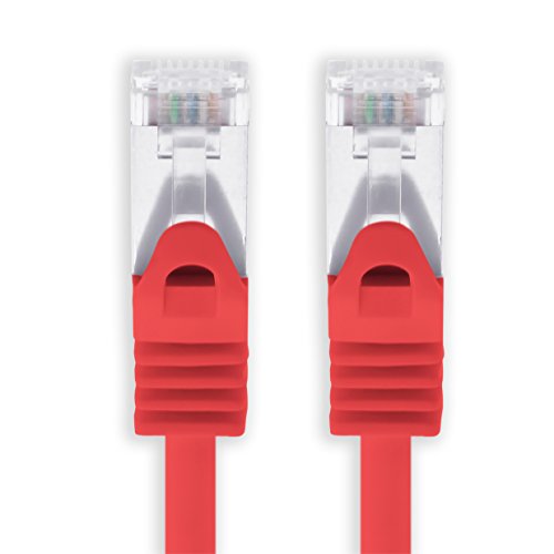 1aTTack.de 15m - rouge - 1 pièce câble réseau Cat7 câble patch SFTP câble brut Lankabel 10GB/s - 500 MHz assemblé avec 2 fiches RJ45 Cat 6a