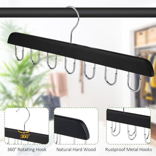 3 Stück Gürtelaufhänger, Gürtelhalter Kleiderschrank mit 14 Haken, 360° Drehbarer Stabiler Gürtelbügel, Platzsparender Gürtel Aufbewahrung für Krawatten, Gürtel, Schals, Tücher, Tanktops