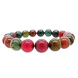 Gem Stone King Gorgeous 10mm Round Multi Color Agate Stretchy Bracelet Fits up to 8.5inches Wrist