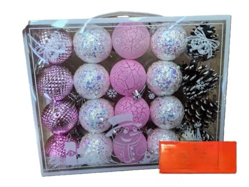 Festive Lights: Multi-Coloured Christmas Décor with Snow Pine Cone, 5cm - Pack of 20, Enchanting Holiday Ornaments