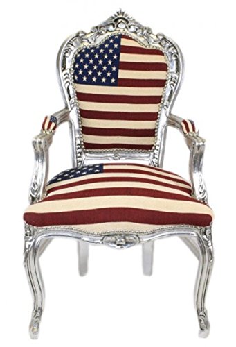 Casa padrino baroque Dîner avec accoudoirs USA/argent vieux style