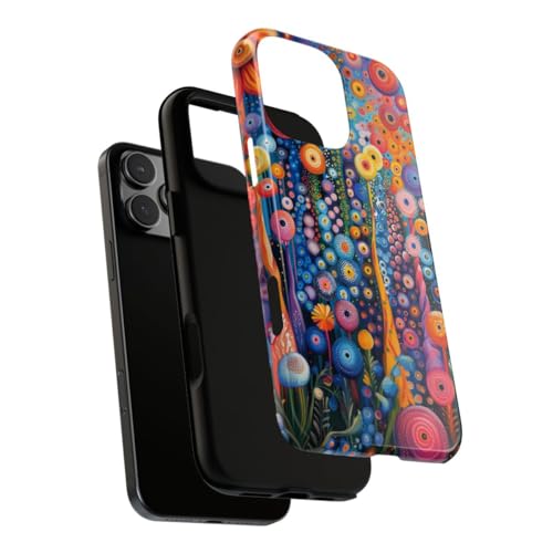 Coque rigide brillante iPhone 16 Pro Max motif floral abstrait - 3