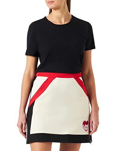 Mini maglietta in twill elasticizzato con inserti colorati a contrasto, zip sui lati, toppa con effetto maglia a cuore sul fondo anteriore