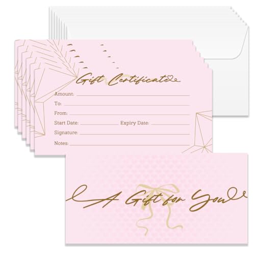 Cartes cadeaux vierges roses lot de 40 chèques cadeaux pour anniversaire et restaurant 17x8cm