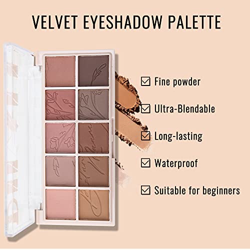 Erinde 10 Colors Eyeshadow Palette Makeup - Matte Shimmer Glitter Eye Shadow, Ultra-Blendable, High Pigmented, Naturing-Looking, Neutral Nude Eyeshadow Palette With Professional Brush, Plant Rhythm #TOP5