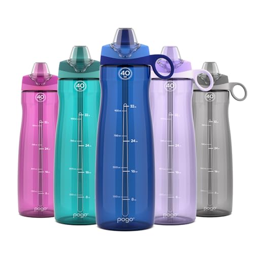 Pogo BPA-Free Tritan Plastic Water Bottle with Soft Straw 40 Oz Blue