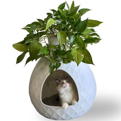ASKPASS Hidden Cat Litter Box Decorative,Resin Durable Litter Box Furniture,Good Circulation System...