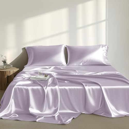 Image of Madison Park Essentials Satin Sheets Twin Size Bed Set, 4 Piece, Lilac