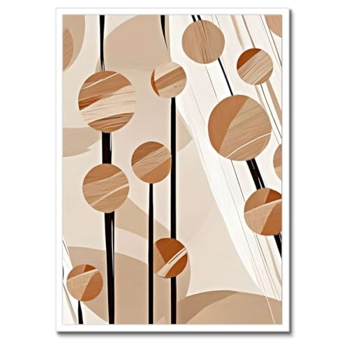 Poster beige H10391M cadre noir pour habiller un mur vide de salon