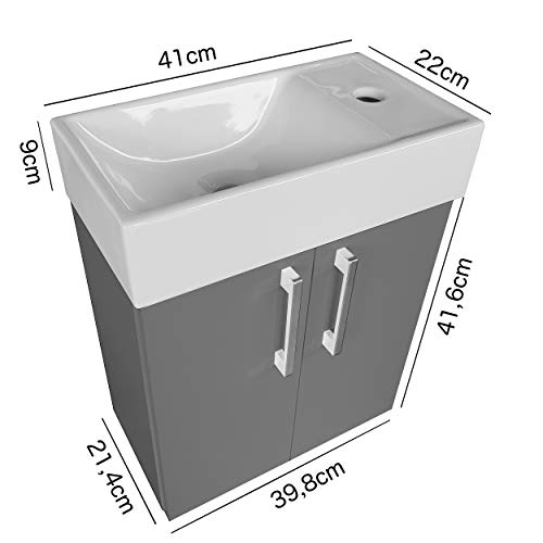 Mueble de Baño con Lavabo en Grafito, Armario Inferior 40x22cm, Izquierda/Derecha - imagen 5