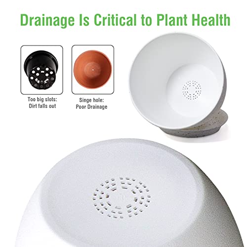 Wousiwer Plant Pots 10/9/8 Inch, Set Of 3 Modern Decorative Plastic Planters With Drainage Holes And Saucers For House Plants Indoor Flowers Plants, White #TOP5