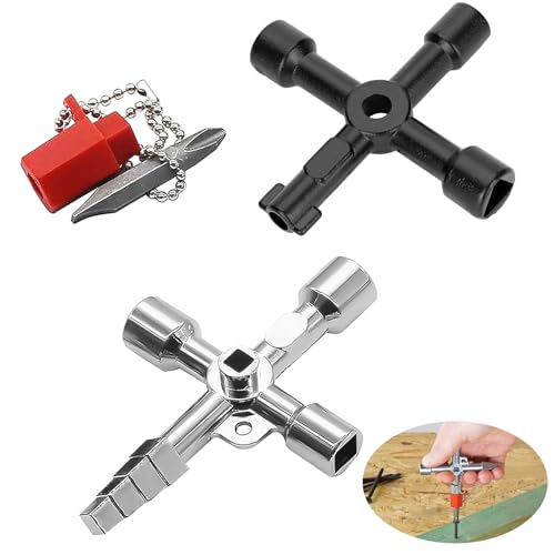 Llave universal multifunción 4 formas - 2 unids triángulo interruptor cruzado utilidad portátil 4 en 1 para gabinete de control redondo triangular cuadrado y ascensores