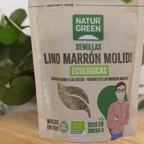 Miniatura 6 de Naturgreen - Semillas Lino Marrón Molido Bio, Molido En Frío, Sin Gluten, 100 Vegetal, Ecológicas, Rico En Omega 3 Y Fibra, Fuente De Proteínas, Sin Azúcares Añadidos, 150 G