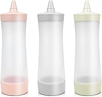 Vista 1 de DOERDO - 3 botellas de plástico para salsa, condimentos, ensalada, aderezo, salsa de tomate, aceite de oliva, barbacoa, 12 onzas con tapa