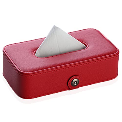 PU Leather Tissue Box Cover Rectangular for car,3 Ways to Used Car Tissue Box Holder for Car sunshading Board/Automobile Skylight/Car Napkin Holder 8.46 * 4.92 * 1.77inches (red)