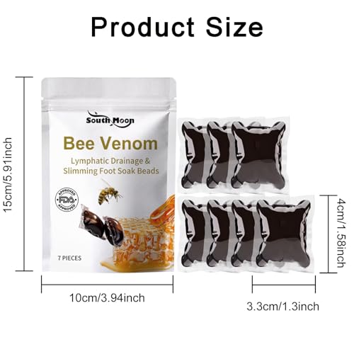 JYJDLY Bee Venom Lymphatic Drainage Foot Soak, Bee Venom Lymphatic Drainage & Slimming Foot Soak Beads, 4PCS