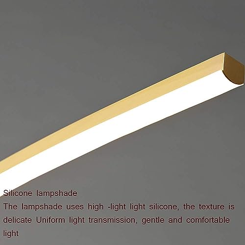 Luminaire suspendu linéaire LED en cuivre nordique à gradation tricolore pour salon