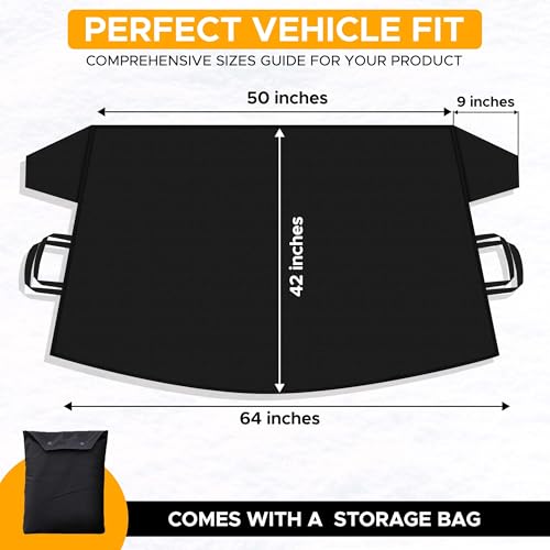 Image of EcoNour Windshield Cover for Ice and Snow | Durable 600D Oxford Fabric | Waterproof Winter Car Cover for Compact Cars, SUV and Sedan | Essential Car Winter Accessories | Small (64 inch x 42 inch)