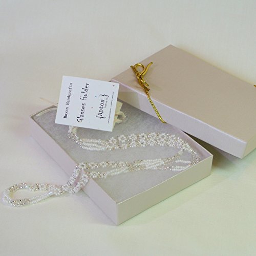 Handcrafted Eyeglasses Beads Retainer / Chain / Holder - White & Silver #TOP1