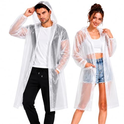 Image of Disposable Emergency Rain Ponchos 5 /10 Pack, Clear Waterproof