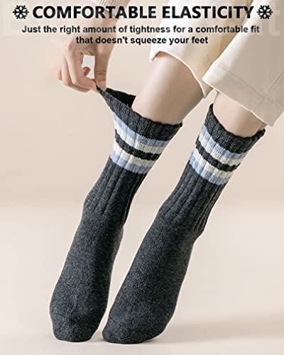 Image of IIG 3-5 Pairs Womens Super Thick Warm Winter Crew Socks Cute Fashion Knit Cozy Socks Gifts for Women