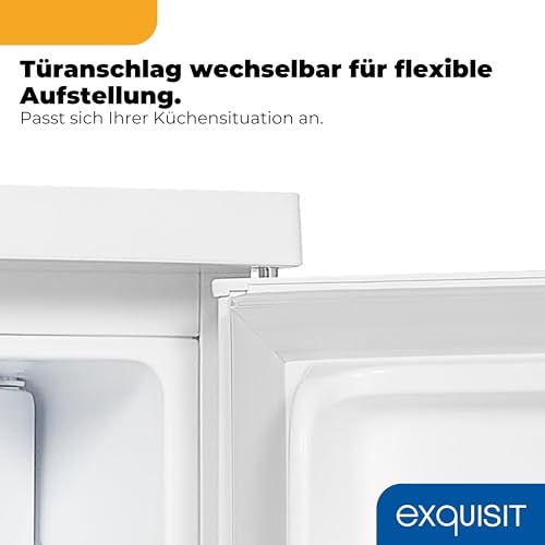Exquisit Kühlschrank | 120 Liter, Energieeffizienzklasse D, 39 dB Geräusch, 4* Gefrierfach 13 l | LED-Innenbeleuchtung, manuelle Temperaturregelung, Türanschlag wechselbar | KS516-4-H-010D weiss