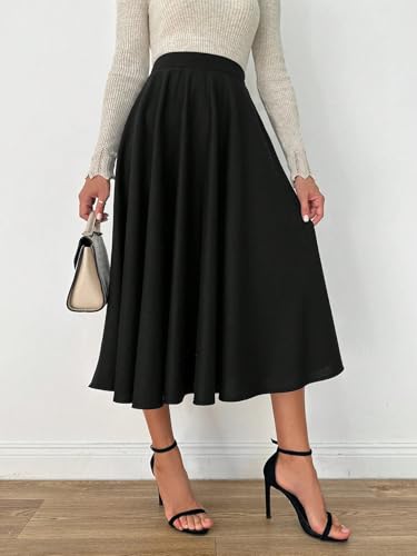 Women's Flowy Trendy Skirt Elegant Plain High Waist Skirt3