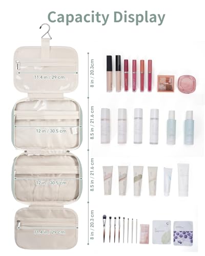 Image of Narwey Hanging Toiletry Bag for Women Toiletries Bag for Travel Size Essentials Accessories, A-Mint Green, Large
