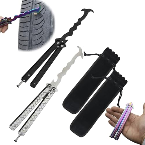 Image of Tire Stone Removal Hook, Automotive Hook, Tire Picker, Multifunctional Collapsible Portable Removal Tool, Car tire Cleaning Tool,Removing Stones from car Tires (White+Black)