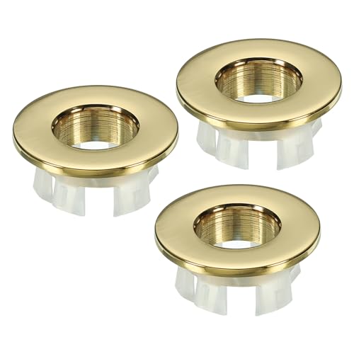 PATIKIL Trabocco Anello 3pz Lavello Rotondo Copertura Lavabo Rivestimento Ottone Inserto Foro Rotondo Tappi per Cucina Bagno Oro