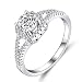Hoisy Bijoux Fantaisie Femme Bague, Alliance Femme Argent Rond Centre Pierre Pavé Ajouré Carré Argent Tour Zircone Cubique Taille 54