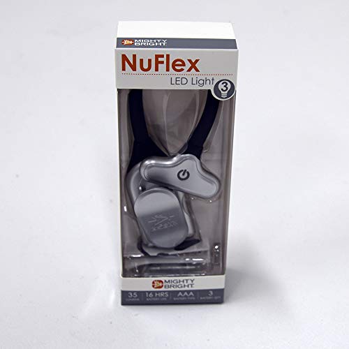 Mighty Bright The Original NuFlex Book Light, Warm Eye Care LEDs, Flexible, Durable, Dimmable, Clip-On Light, for Kids, Reading, Bookworms, Read in Bed, Batteries or Micro USB (Silver)
