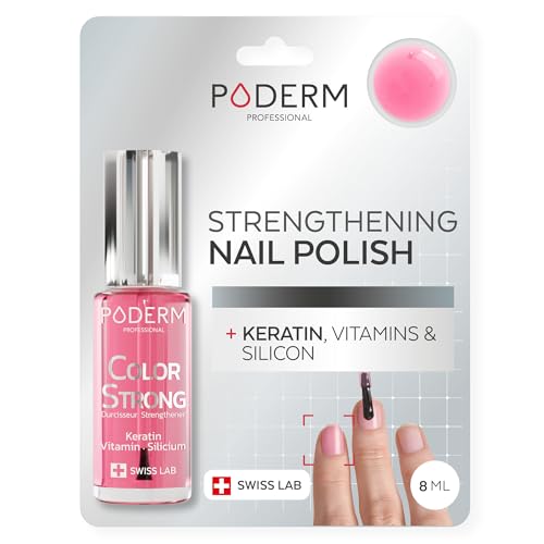 PODERM Nail Polish | Nail strengthener | Repairs & Strengthens damaged, weakened nails | Nail Care for strong Nails – Enriched with Keratin, Biotin and Silicon – Hands & Feet – Swiss Made