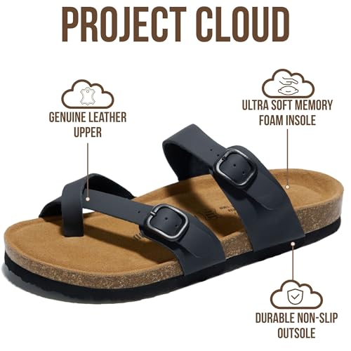 Image of Project Cloud 100% Genuine Leather Womens Sandals Slides for Women (Lian)