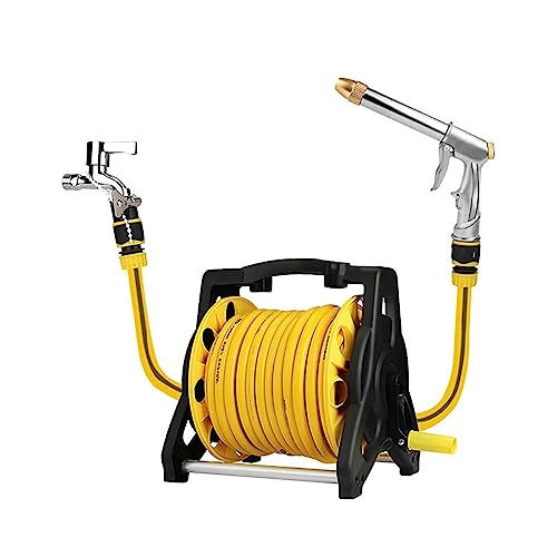 SOLLENT ホースリール 10m 15m 20m 30m 35m 内径12o 散水ホースリール 耐圧 耐熱 耐寒 高耐久 巻き取りやすい ねじれに強い 持ち運びやすい 園芸 庭 洗車 (リール+20mホース)