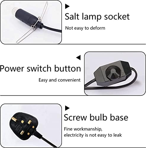 Salt Lamp Cord with Dimmer Control +Safe Plug and 4 Bulbs (E14 Original Replacement),| Himalayan Salt lamp Replacement Spare Power Cord Cable
