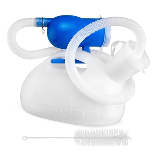 Urinal Bottles for Men, 2000ml Thick Portable Male Urinal Bottle with Lid and 1.6M Hose Pee Bottle Spill Proof Mens Urine Bottles for Travel Hospital Car Camping